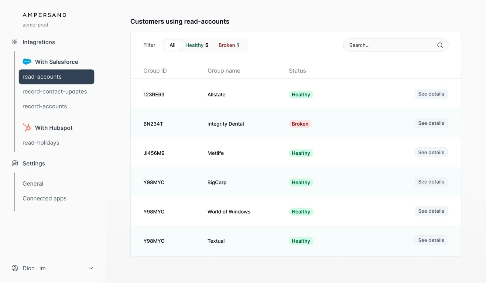 Ampersand offers full Credential Management for your OAuth tokens